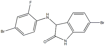 6-bromo-3-[(4-bromo-2-fluorophenyl)amino]-2,3-dihydro-1H-indol-2-one 结构式
