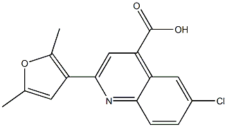 6-chloro-2-(2,5-dimethylfuran-3-yl)quinoline-4-carboxylic acid 结构式