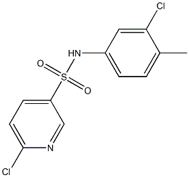 6-chloro-N-(3-chloro-4-methylphenyl)pyridine-3-sulfonamide 结构式