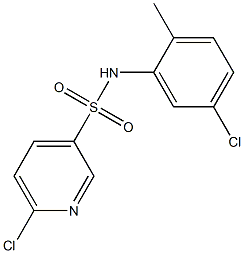 6-chloro-N-(5-chloro-2-methylphenyl)pyridine-3-sulfonamide,,结构式