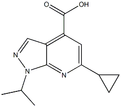 6-cyclopropyl-1-(propan-2-yl)-1H-pyrazolo[3,4-b]pyridine-4-carboxylic acid 结构式