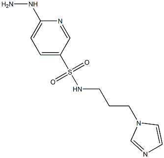 6-hydrazinyl-N-[3-(1H-imidazol-1-yl)propyl]pyridine-3-sulfonamide Struktur