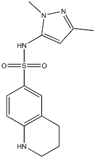 N-(1,3-dimethyl-1H-pyrazol-5-yl)-1,2,3,4-tetrahydroquinoline-6-sulfonamide 化学構造式