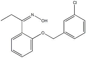 N-(1-{2-[(3-chlorophenyl)methoxy]phenyl}propylidene)hydroxylamine Struktur