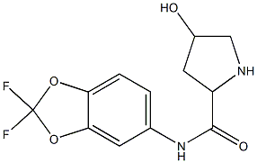 N-(2,2-difluoro-2H-1,3-benzodioxol-5-yl)-4-hydroxypyrrolidine-2-carboxamide Struktur