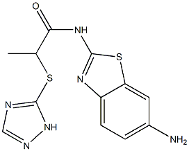 N-(6-amino-1,3-benzothiazol-2-yl)-2-(1H-1,2,4-triazol-5-ylsulfanyl)propanamide 化学構造式