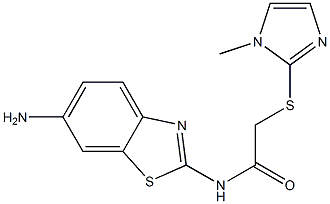 N-(6-amino-1,3-benzothiazol-2-yl)-2-[(1-methyl-1H-imidazol-2-yl)sulfanyl]acetamide,,结构式
