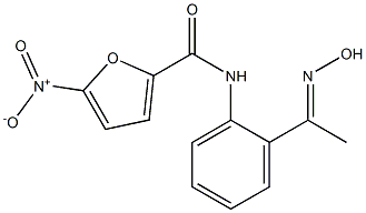 N-{2-[(1E)-N-hydroxyethanimidoyl]phenyl}-5-nitro-2-furamide 化学構造式