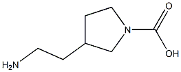 3-(2-Amino-ethyl)-pyrrolidine-1-carboxylic acid 化学構造式