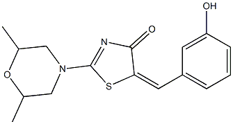 2-(2,6-dimethyl-4-morpholinyl)-5-(3-hydroxybenzylidene)-1,3-thiazol-4(5H)-one 化学構造式