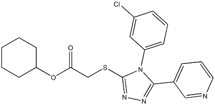 cyclohexyl {[4-(3-chlorophenyl)-5-(3-pyridinyl)-4H-1,2,4-triazol-3-yl]sulfanyl}acetate 化学構造式