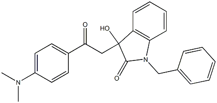 1-benzyl-3-{2-[4-(dimethylamino)phenyl]-2-oxoethyl}-3-hydroxy-1,3-dihydro-2H-indol-2-one Struktur