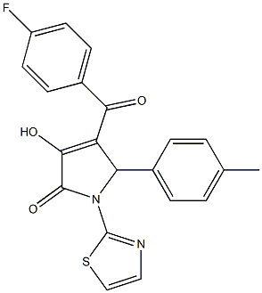 4-(4-fluorobenzoyl)-3-hydroxy-5-(4-methylphenyl)-1-(1,3-thiazol-2-yl)-1,5-dihydro-2H-pyrrol-2-one 结构式