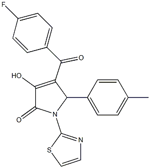 4-(4-fluorobenzoyl)-3-hydroxy-5-(4-methylphenyl)-1-(1,3-thiazol-2-yl)-1,5-dihydro-2H-pyrrol-2-one Struktur