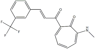 2-(methylamino)-7-{3-[3-(trifluoromethyl)phenyl]acryloyl}-2,4,6-cycloheptatrien-1-one Struktur