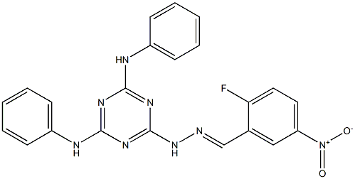 2-fluoro-5-nitrobenzaldehyde (4,6-dianilino-1,3,5-triazin-2-yl)hydrazone Struktur