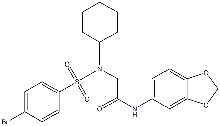 N-(1,3-benzodioxol-5-yl)-2-[[(4-bromophenyl)sulfonyl](cyclohexyl)amino]acetamide Struktur
