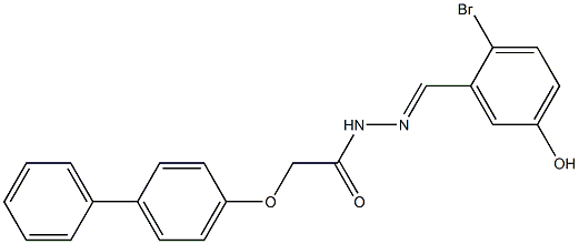 2-([1,1'-biphenyl]-4-yloxy)-N'-(2-bromo-5-hydroxybenzylidene)acetohydrazide,,结构式