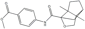 methyl 4-{[(6,7-dimethyl-4-oxatricyclo[4.3.0.0~3,7~]non-3-yl)carbonyl]amino}benzoate Structure