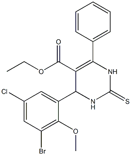  ethyl 4-(3-bromo-5-chloro-2-methoxyphenyl)-6-phenyl-2-thioxo-1,2,3,4-tetrahydro-5-pyrimidinecarboxylate