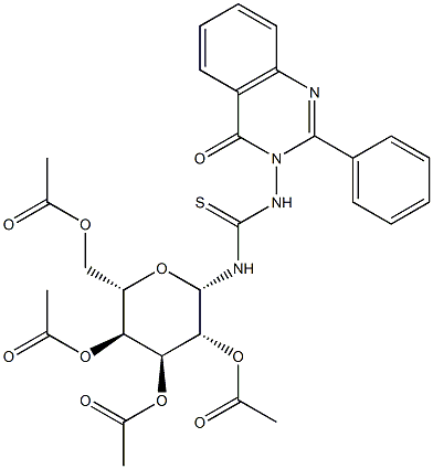  2,3,4,6-tetra-O-acetyl-N-{[(4-oxo-2-phenyl-3(4H)-quinazolinyl)amino]carbothioyl}-beta-L-altropyranosylamine