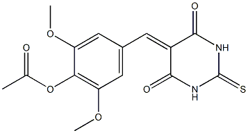 4-[(4,6-dioxo-2-thioxotetrahydro-5(2H)-pyrimidinylidene)methyl]-2,6-dimethoxyphenyl acetate Structure