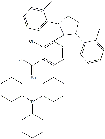 [1,3-Bis(2-methylphenyl)-2-imidazolidinylidene]dichloro(phenylmethylene)  (tricyclohexylphosphine)ruthenium(II),,结构式