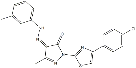 1-[4-(4-chlorophenyl)-1,3-thiazol-2-yl]-3-methyl-1H-pyrazole-4,5-dione 4-[N-(3-methylphenyl)hydrazone] Structure