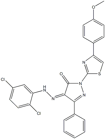 1-[4-(4-methoxyphenyl)-1,3-thiazol-2-yl]-3-phenyl-1H-pyrazole-4,5-dione 4-[N-(2,5-dichlorophenyl)hydrazone] Structure