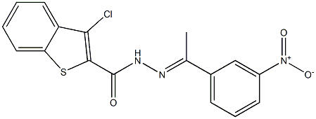 3-chloro-N'-[(E)-1-(3-nitrophenyl)ethylidene]-1-benzothiophene-2-carbohydrazide Struktur