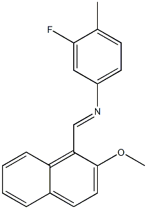 N-(3-fluoro-4-methylphenyl)-N-[(E)-(2-methoxy-1-naphthyl)methylidene]amine,,结构式