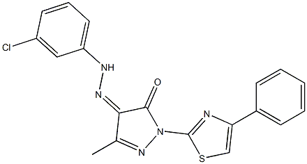 3-methyl-1-(4-phenyl-1,3-thiazol-2-yl)-1H-pyrazole-4,5-dione 4-[N-(3-chlorophenyl)hydrazone] Structure