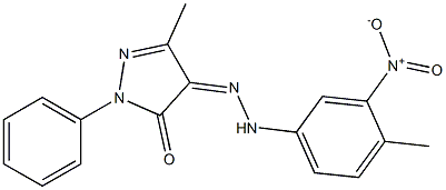 3-methyl-1-phenyl-1H-pyrazole-4,5-dione 4-[N-(4-methyl-3-nitrophenyl)hydrazone] Structure