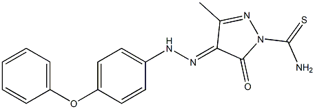 3-methyl-5-oxo-4-[(E)-2-(4-phenoxyphenyl)hydrazono]-4,5-dihydro-1H-pyrazole-1-carbothioamide Struktur