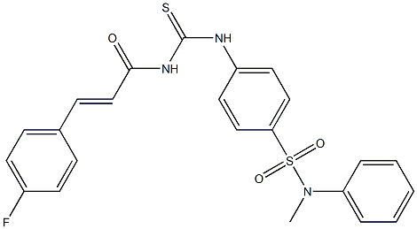 4-[({[(E)-3-(4-fluorophenyl)-2-propenoyl]amino}carbothioyl)amino]-N-methyl-N-phenylbenzenesulfonamide 化学構造式