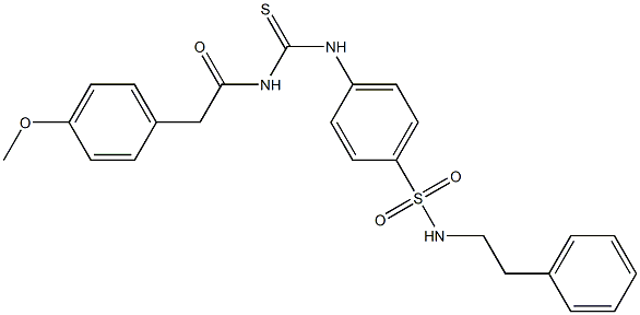 4-[({[2-(4-methoxyphenyl)acetyl]amino}carbothioyl)amino]-N-phenethylbenzenesulfonamide,,结构式