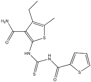 4-ethyl-5-methyl-2-({[(2-thienylcarbonyl)amino]carbothioyl}amino)-3-thiophenecarboxamide Structure