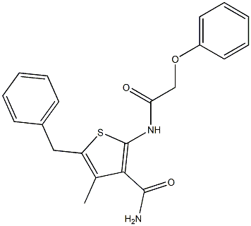 5-benzyl-4-methyl-2-[(2-phenoxyacetyl)amino]-3-thiophenecarboxamide Struktur