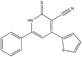 6-phenyl-4-(2-thienyl)-2-thioxo-1,2-dihydro-3-pyridinecarbonitrile 化学構造式