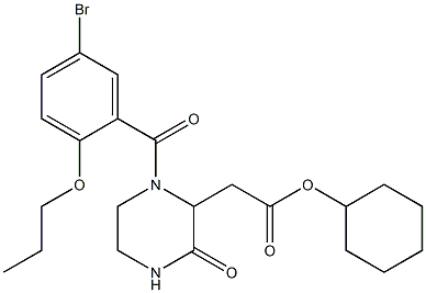 cyclohexyl 2-[1-(5-bromo-2-propoxybenzoyl)-3-oxo-2-piperazinyl]acetate,,结构式
