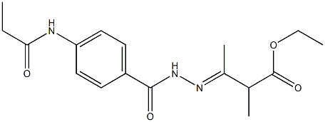 ethyl 2-methyl-3-{(E)-2-[4-(propionylamino)benzoyl]hydrazono}butanoate Structure