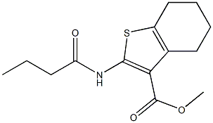 methyl 2-(butyrylamino)-4,5,6,7-tetrahydro-1-benzothiophene-3-carboxylate 化学構造式