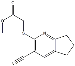 methyl 2-[(3-cyano-6,7-dihydro-5H-cyclopenta[b]pyridin-2-yl)sulfanyl]acetate,,结构式