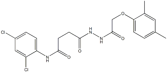 N-(2,4-dichlorophenyl)-4-{2-[2-(2,4-dimethylphenoxy)acetyl]hydrazino}-4-oxobutanamide 化学構造式