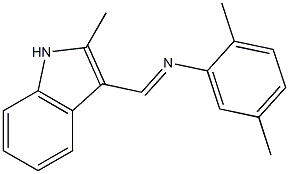 2,5-dimethyl-N-[(E)-(2-methyl-1H-indol-3-yl)methylidene]aniline Structure