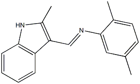 2,5-dimethyl-N-[(E)-(2-methyl-1H-indol-3-yl)methylidene]aniline,,结构式