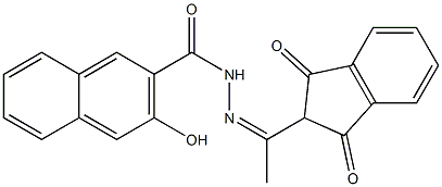 N'-[(Z)-1-(1,3-dioxo-2,3-dihydro-1H-inden-2-yl)ethylidene]-3-hydroxy-2-naphthohydrazide,,结构式