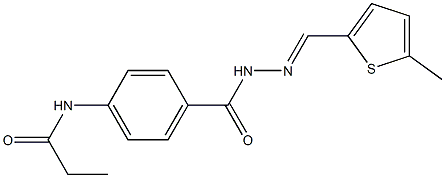 N-[4-({2-[(E)-(5-methyl-2-thienyl)methylidene]hydrazino}carbonyl)phenyl]propanamide 化学構造式