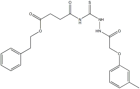 phenethyl 4-[({2-[2-(3-methylphenoxy)acetyl]hydrazino}carbothioyl)amino]-4-oxobutanoate,,结构式