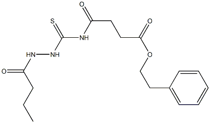 phenethyl 4-{[(2-butyrylhydrazino)carbothioyl]amino}-4-oxobutanoate Structure